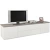 Composad | Mobile Porta Tv della Linea PRIVILEGIO con 2 Ante e 2 Ribalte, Porta Tv da Terra, (LxAxP) 200x45x44,20 cm, Colore Cemento e Bianco Laccato, Made in Italy