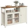 VASAGLE Credenza, Mobile da Cucina, Mobile Contenitore, con 3 Ante, per Soggiorno, Cucina, Sala da Pranzo, 33 x 110 x 75 cm, Stile Country, Marrone Miele e Bianco Vintage LSC096WJ02