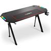 DRIFT GAMING RDZ175RGB - Tavolo da gioco con piano in fibra di carbonio, supporto per bevande e cuffie, lati RGB reattivi al suono, tappetino 80 x 30 cm, Nero, 130 x 60 x 75 cm