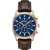 Ben Sherman Orologio da uomo Ben Sherman Cambridge Cronografo con quadrante blu goffrato, cinturino in vera pelle marrone e cassa in oro rosa IP