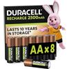 DURACELL AA Batterie Ricaricabili (Confezione da 8) 1.2V, 2500 mAh NiMH | Pre-caricate, le nostre batterie n.1 per lunga durata