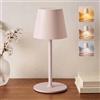 UPXNBOR Lampada da Tavolo Senza Fili in Metallo, Lampada da Comodino | Per Camera da Letto, Soggiorno, Ristorante e Bagno, 3 Colori, Dimmer Touch Continuo, 2 Altezze, IP54, 5300 mAh, Beige Cipria