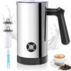 Casimhu Montalatte Elettrico 4 in 1, Scaldalatte per Calda e Fredda in Acciaio Inossidabile per Cappuccinatore，Caffè, Cioccolata 300ML (Argento)