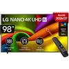LG Nano 4K UHD AI 98NU900B6 TV LED, SMART TV, 98 ", Processore a8 Gen3 con AI, Black, Classe G
