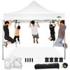 COBIZI Gazebo 3 x 3 impermeabile, stabile, resistente all'inverno, pieghevole, per feste, per esterni, con 4 parti laterali e borsa per bicicletta, bianco (telo Oxford 420D)