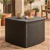 Dmora - Tavolino da esterno Faenza, Tavolino contenitore multiuso, Ripiano basso effetto rattan, 100% Made in Italy, 53x53h40 cm, Antracite