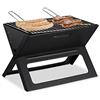 Relaxdays Grill Portatile, con Griglie di Cottura e per Carbonella, Pieghevole, per Picnic e Campeggio, 30x45,5x30cm, Nero
