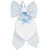 FILET- Piccolo Fiocco Nascita Azzurro in Cotone con Pendente a Forma di Cuore in Tela Aida da Ricamare, Ideale per Annunciare la Nascita di un Bambino, 18x28 cm, Made in Italy