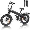 HX Q3 Bici Elettrica Adulti per il Commuting, 48V 20Ah Batteria Rimovibile, 115Nm 20×4.0 Fat Tire, 7 Velocità Mountain Bici Elettrica con Telaio Posteriore, Autonomia 60-120 km, E-bike Ogni Terreno