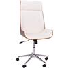 Frankystar Svezia - Sedia da Ufficio Direzionale 54x109/119x42 cm in legno Parawood e Pelle finta Bianco