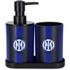 Inter - Set Bagno, Kit Formato da Porta Sapone, Contenitore, Bicchiere, Colore Blu, Plastica 100%, Taglia Unica, Serie A, Prodotto Ufficiale