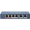 HIKVISION SWITCH 10/100 HI-POE METALLICO L2, UNMANAGED, 4 10/100M RJ45 POE PORTS, 2 10/100M RJ45 UPL - 301801345