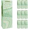 Idena 30375-10 - Sacchetti per bottiglie Dot, 10 pezzi, sacchetti regalo di dimensioni 12 x 9 x 35 cm, sacchetti di carta verde menta con puntini dorati