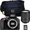 Nikon Kit Fotocamera Reflex Nikon D3500 + Obiettivo AF-S 18-140mm + Borsa + Memoria da 32GB - Prodotto in Italiano