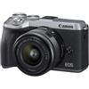 Canon Kit Fotocamera Mirrorless Canon EOS M6 II + Obiettivo 15-45mm IS STM (Silver) - Prodotto in Italiano [Prodotto ufficiale - Garanzia Canon 2 Anni]
