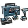 Makita DLX2131JX Combiset Trapano Avvitatore DHP482 + Avvitatore a percussione DTD152 + 2x Batterie 3.0Ah