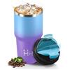 Mulbijeo Termos Caffè 600 ML, Tazza termica Riutilizzabili Prova di Perdite, Bicchiere Termico, Acciaio Inox 304, Travel Mug per Caffè Caldo e Freddo, Azzurro & viola
