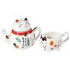 lachineuse - Servizio da tè giapponese Maneki Neko - teiera e tazza | Teiera 10X7 cm con filtro infusore - tazza 7X7X6 cm - Idea regalo Giappone Gatto Kawaii Carino per compleanno - Stoviglie