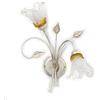 ONLI - applique da parete 2 luci in metallo bianco e argento con sfumature oro. Vetri a forma di calla. 2 x E14