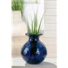 GILDE Vaso Pietro in vetro blu scuro strutturato a forma di pancia, altezza 33 cm, diametro 29 cm, decorazione per la casa regalo floreale