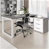 DEGHI Scrivania angolare 170x140 cm reversibile top cemento da 30 mm e cassettiera bianco lucido - Homely office