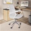 DEGHI Sedia da ufficio girevole in tessuto mesh bianco e schienale traspirante con base cromata - Storex