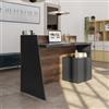 DEGHI Scrivania 145x40 antracite e rovere scuro con piano asimmetrico e cassettiera integrata - Kelvis