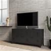 DEGHI Mobile porta tv 120x60h cm in acciaio verniciato nero con 3 ante - Easton
