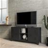 DEGHI Mobile porta tv 120x60h cm in acciaio verniciato nero con 2 ante e vani a giorno - Easton