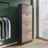 DEGHI Scarpiera 60x153h cm antracite e rovere con 4 ante a ribalta - Sonic