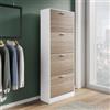 DEGHI Scarpiera 60x153h cm bianco e rovere con 4 ante a ribalta - Sonic