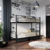 DEGHI Letto a castello trasformabile in 2 letti singoli 90x190 cm in metallo nero opaco con 2 cassettoni - Jenson