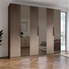 DEGHI Armadio battente 273x240h cm 6 ante reversibili con soft close bronzo e 3 specchi bronzati - Codey