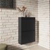 DEGHI Scarpiera sospesa 50x73h cm in acciaio verniciato nero opaco con 2 ante a ribalta - Easton