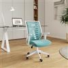 DEGHI Poltrona da ufficio girevole in tessuto mesh blu tiffany e base bianca - Nefa