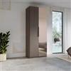 DEGHI Armadio battente 92x240h cm 2 ante reversibili con 1 specchio bronzato e soft close bronzo - Codey