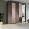 DEGHI Armadio battente 183x240h cm 4 ante reversibili con 2 specchi bronzati e soft close bronzo - Codey