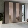 DEGHI Armadio battente 228x240h cm 5 ante reversibili con soft close bronzo e 2 specchi bronzati - Codey