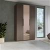 DEGHI Armadio battente 137x240h cm 3 ante reversibili con 1 specchio bronzato e soft close bronzo - Codey