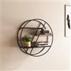 DEGHI Libreria sospesa rotonda 60 cm in metallo nero e rovere chiaro - Gulsa
