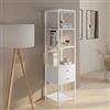 DEGHI Mobile multiuso 40x160h cm in acciaio bianco con ripiani e 2 cassetti - Sheryl