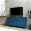 DEGHI Mobile porta tv 120x60h cm in acciaio verniciato blu petrolio con 3 ante - Easton