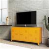 DEGHI Mobile porta tv 120x60h cm in acciaio verniciato giallo con 3 ante - Easton