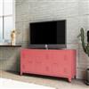 DEGHI Mobile porta tv 120x60h cm in acciaio verniciato rosa con 3 ante - Easton