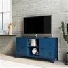 DEGHI Mobile porta tv 120x60h cm in acciaio verniciato blu petrolio con 2 ante e vani a giorno - Easton
