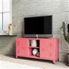 DEGHI Mobile porta tv 120x60h cm in acciaio verniciato rosa con 2 ante e vani a giorno - Easton