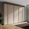 DEGHI Armadio battente 364x240h cm 8 ante reversibili con soft close cashmere e maniglione - Jessie