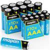Maplin 10 batterie alcaline AA LR6 / 10 x AAA LR03 1,5 V (tripla A) 7 anni di durata di conservazione ad alte prestazioni