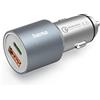 Hama Caricabatterie rapido da auto USB-C 38 W (caricatore accendisigari a 2 porte: 1 x USB-C PD, 1 x USB-A QC, ricarica rapida, 38 W, metallo) Grigio