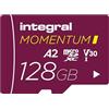 Integral Momentum I - Scheda microSDXC da 128 GB, fino a 210 MB/s in lettura, 180 MB/s in scrittura, V30, U3, A2-4K/5K UHD per GoPro, droni DJI, Action e videocamere a 360 gradi, impermeabile